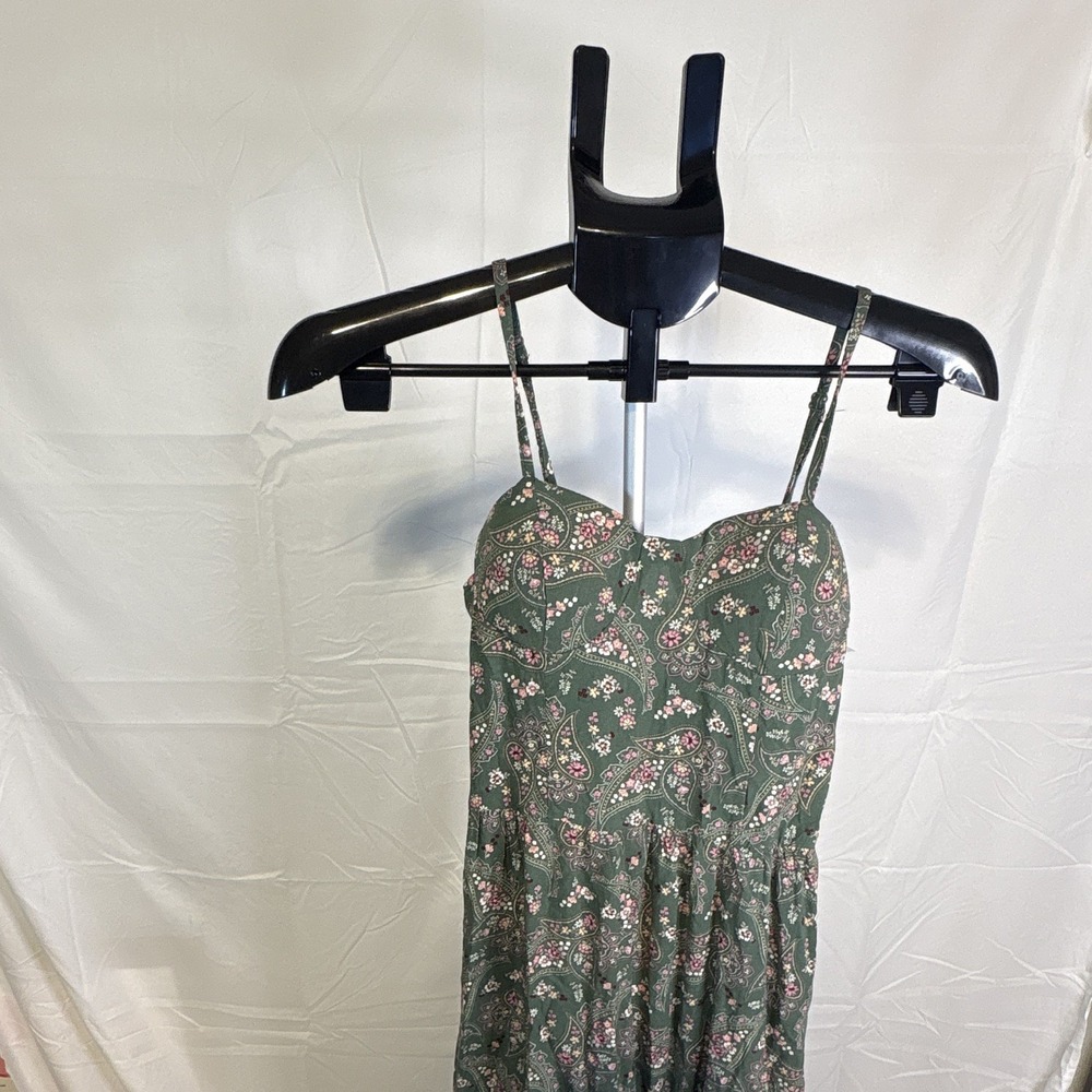 Lily Rose Green Floral Wide-Leg dress Adjustable Straps Elastic Waist S - Picture 2 of 6